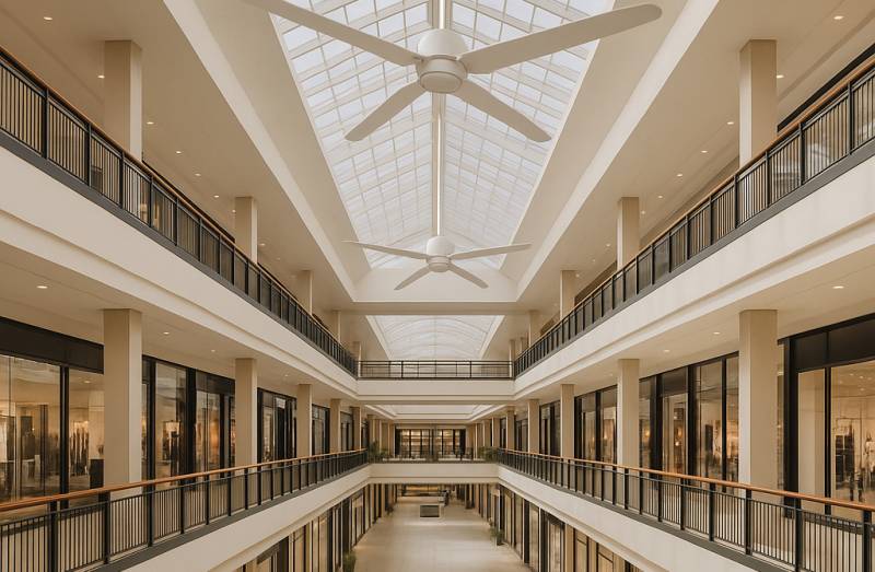 Pose de déstratificateurs d’air dans une zone commerciale à côté de Dijon
