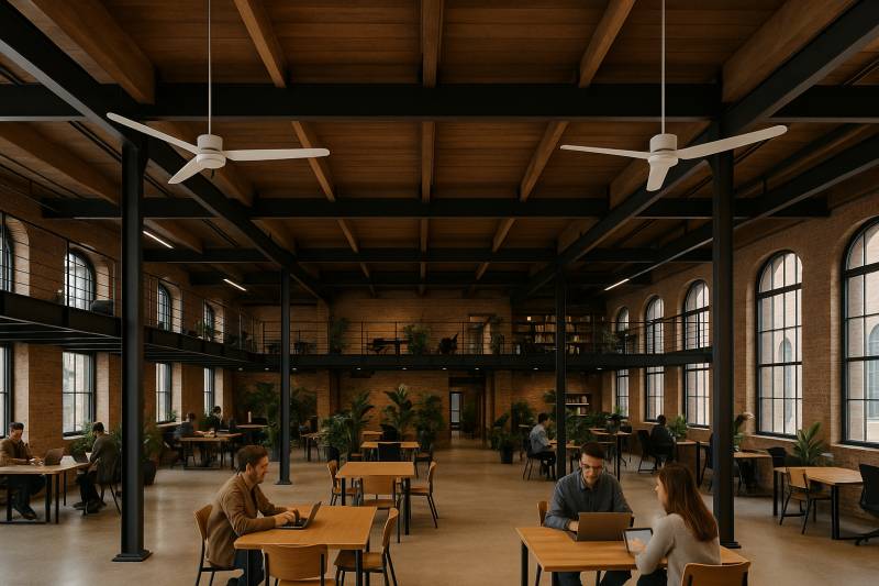 Installation de déstratificateurs plafond dans des bureaux open space à Grenoble